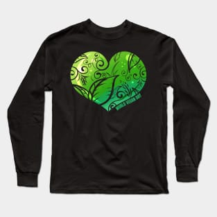 Green Heart With Ornaments, Veganism World Vegan Day Long Sleeve T-Shirt